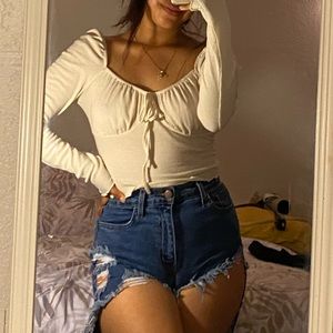 Cream long sleeve top